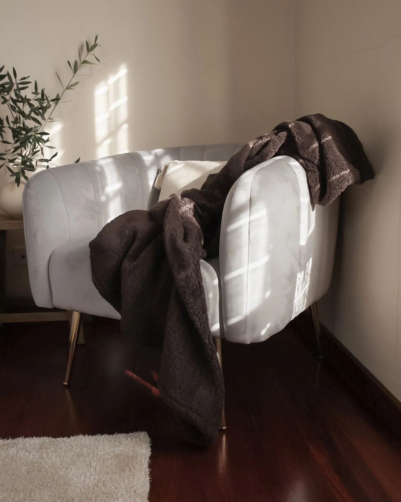 Fauteuil LACONIA Fluweel Lichtgrijs