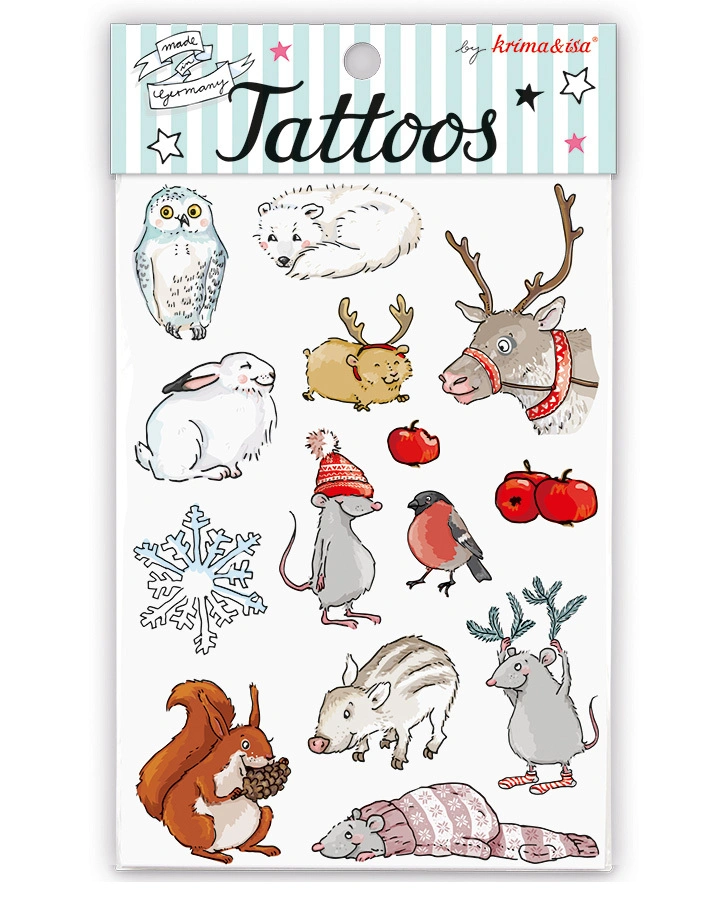 Klebetattoos SCHNEETIERE in bunt