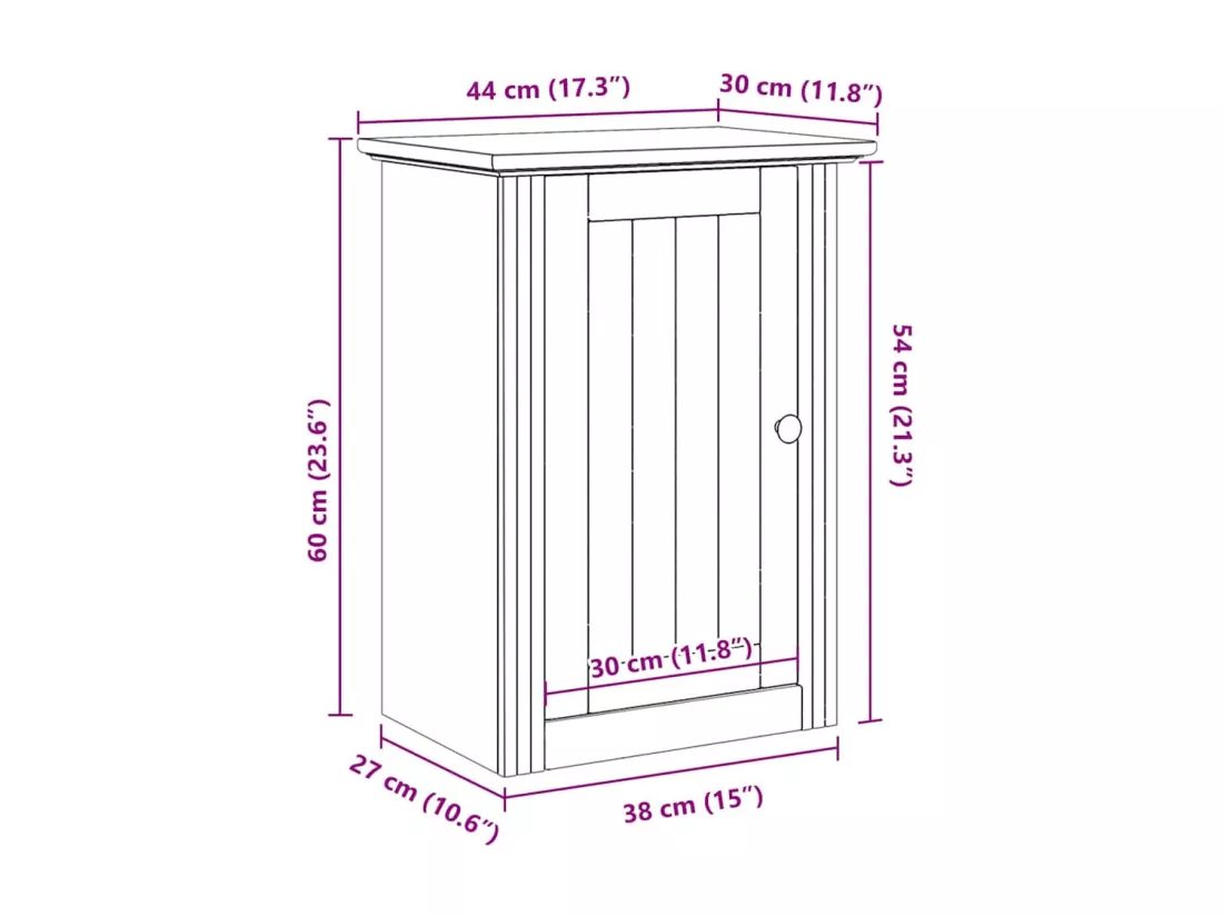 Armoire murale de salle de bain BODO blanc 44x30x60 cm