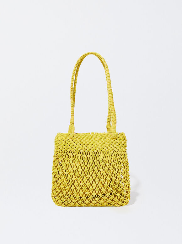Bolsa de ombro de crochê - Amarela