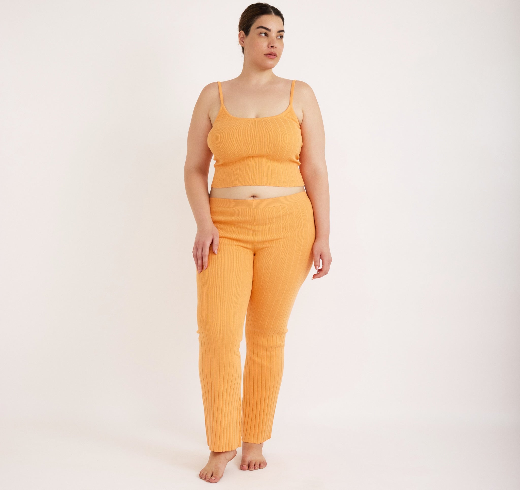 COTTON<br>Soft Knit Rib Flare Pants