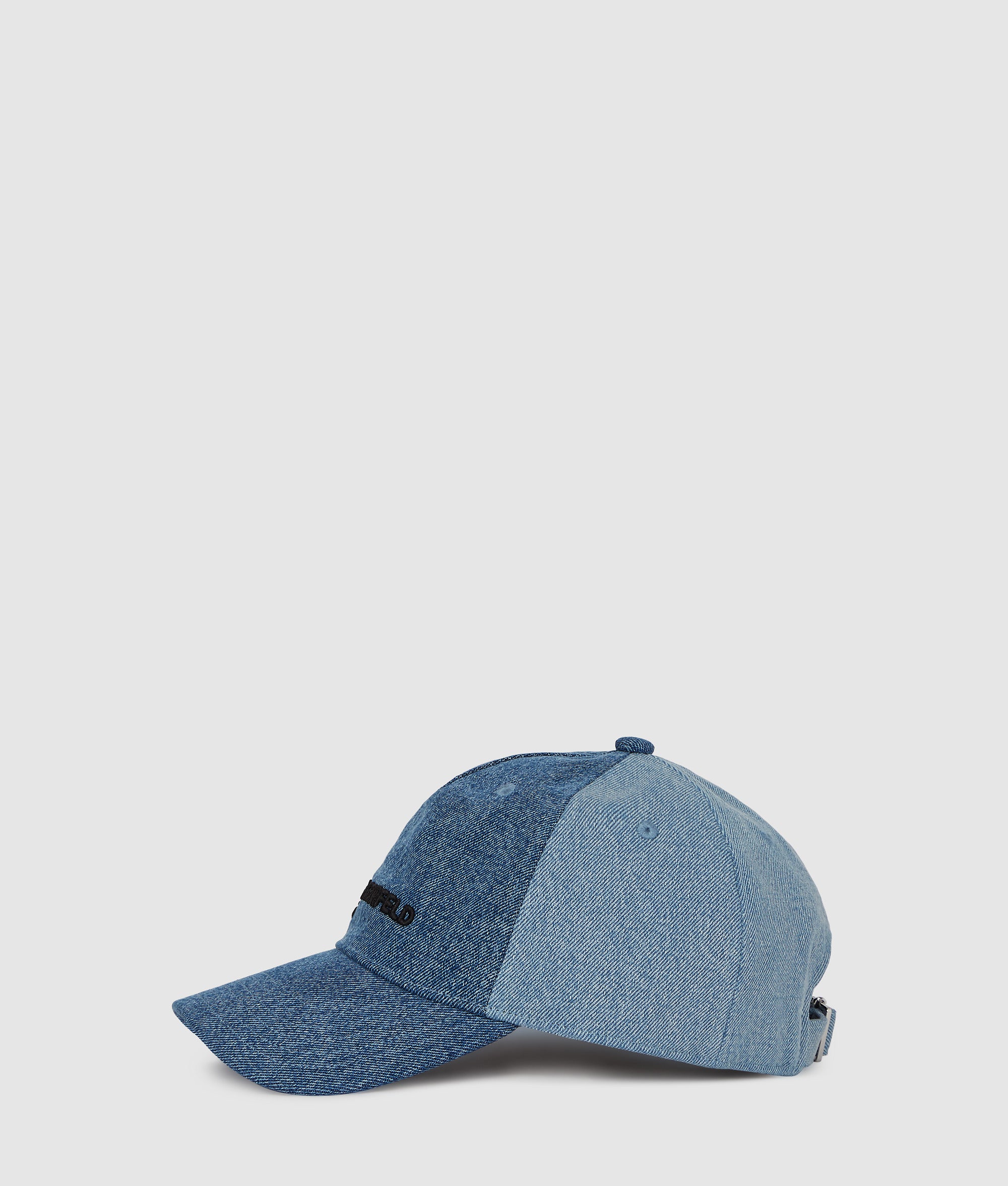 Tweekleurige pet van licht denim