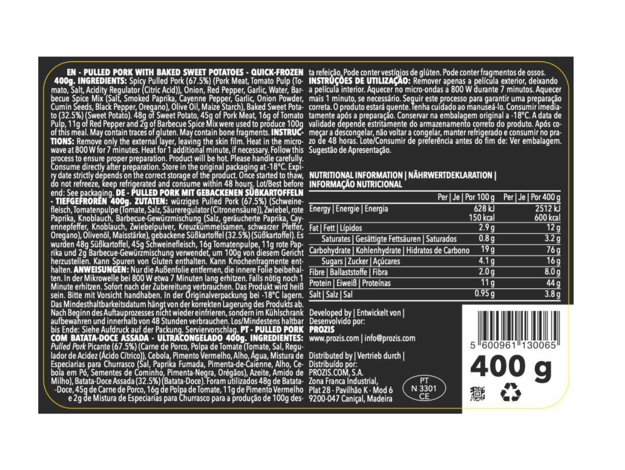 REFEIÇÃO HIPERPROTEICA PROZIS PORCO DESFIADO 400G