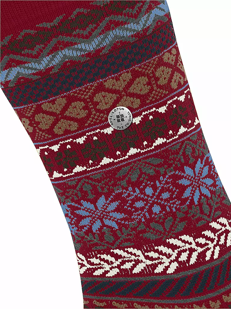 BURLINGTON Herren Socken COUNTRY FAIR ISLE 40-46 cranberry dunkelrot