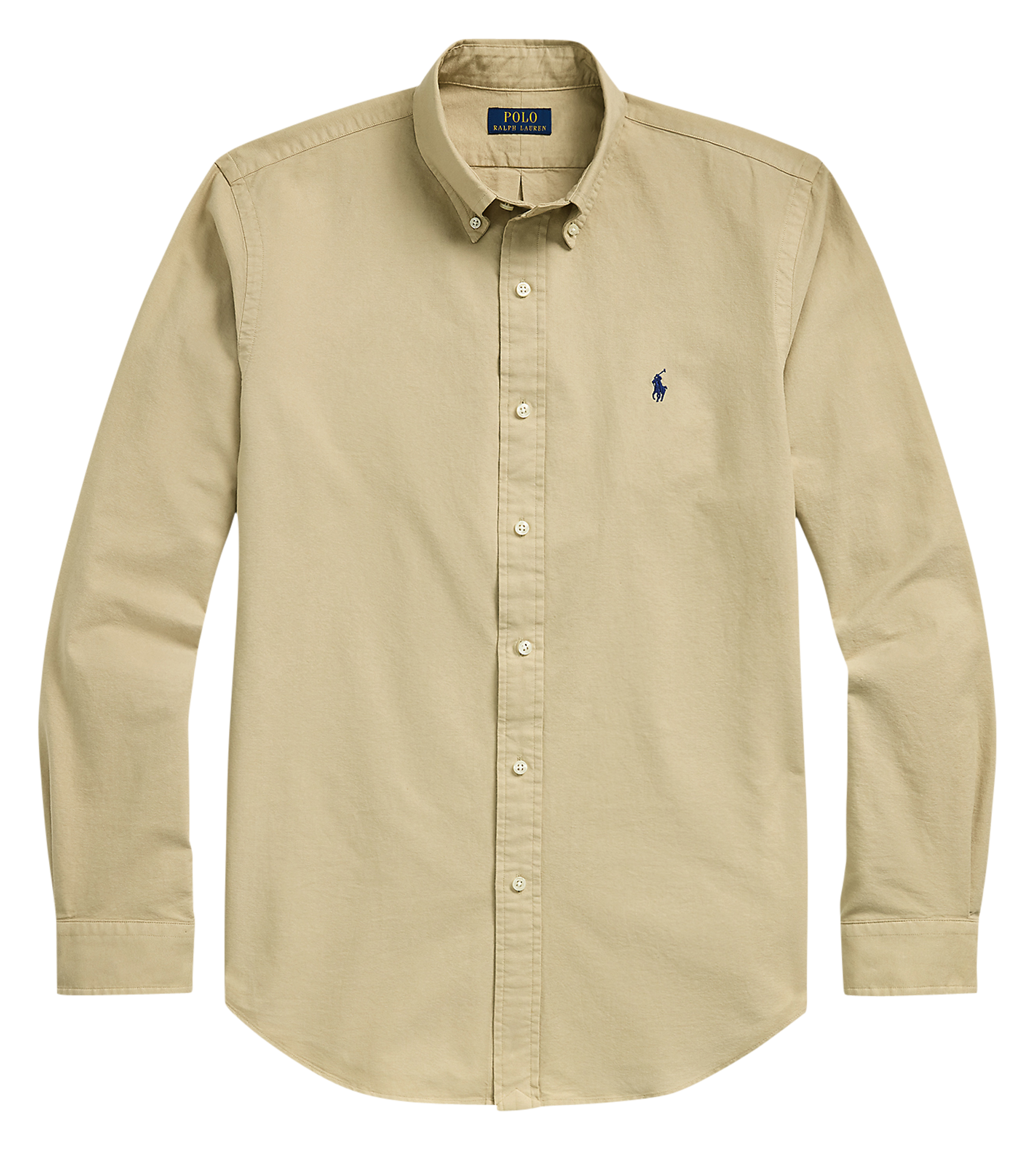 Chemise droite à col américain en coton | Beige