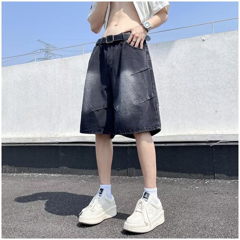 DuckleBeam - Mid Rise Washed Denim Shorts