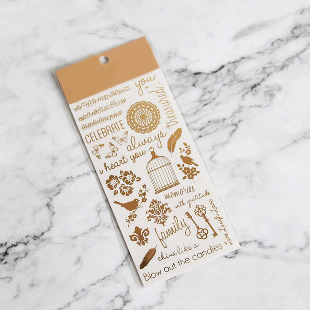 Vintage Sticker Selbstklebende Etiketten Scrapbooking Aufkleber - Gold