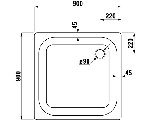 Sanicomfort douchebak 90 x 90 x 2,5 cm wit glad 72B1981211