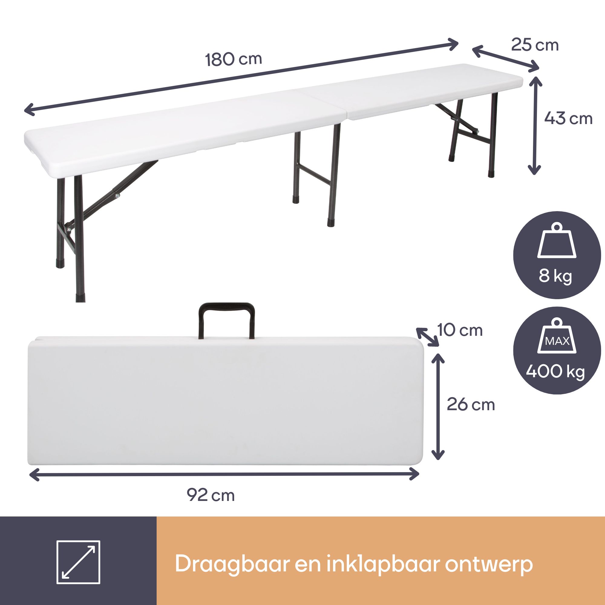 Perel uitklapbare zitbank - Wit