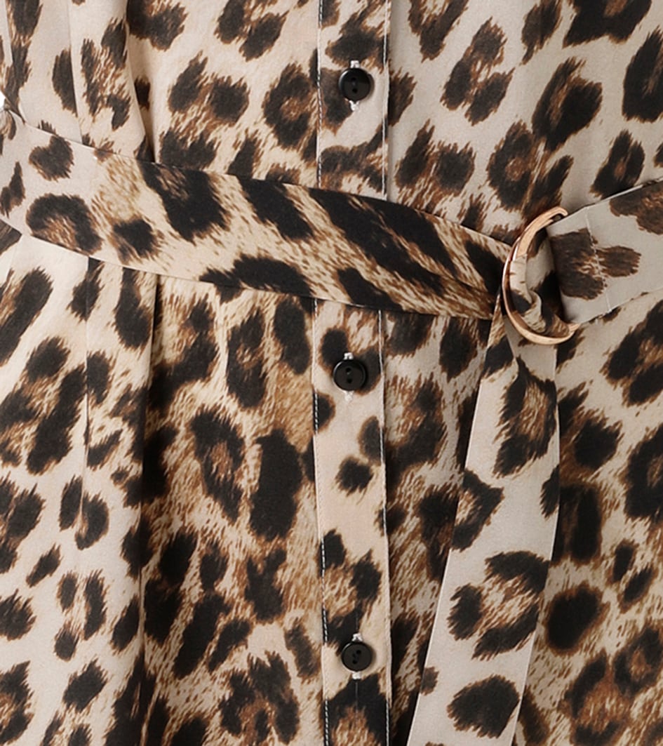 Aniston CASUAL Blusenkleid mit abnehmbarem Bindegürtel,  Eingrifftaschen mit trendigem Leo-Print - jedes Teil ein Unikat - NEUE KOLLEKTION