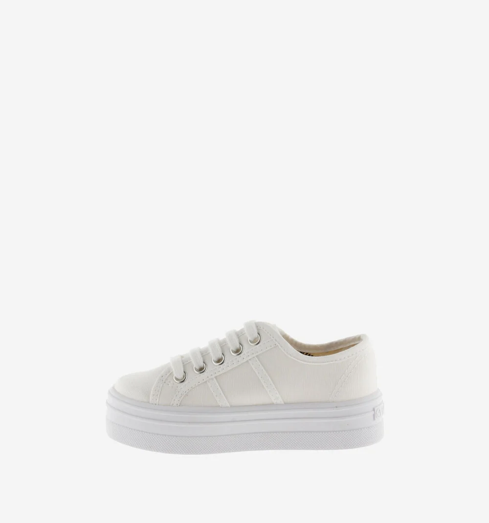 BARCELONA PLATEFORME TOILE Baskets plateforme en toile BLANCO