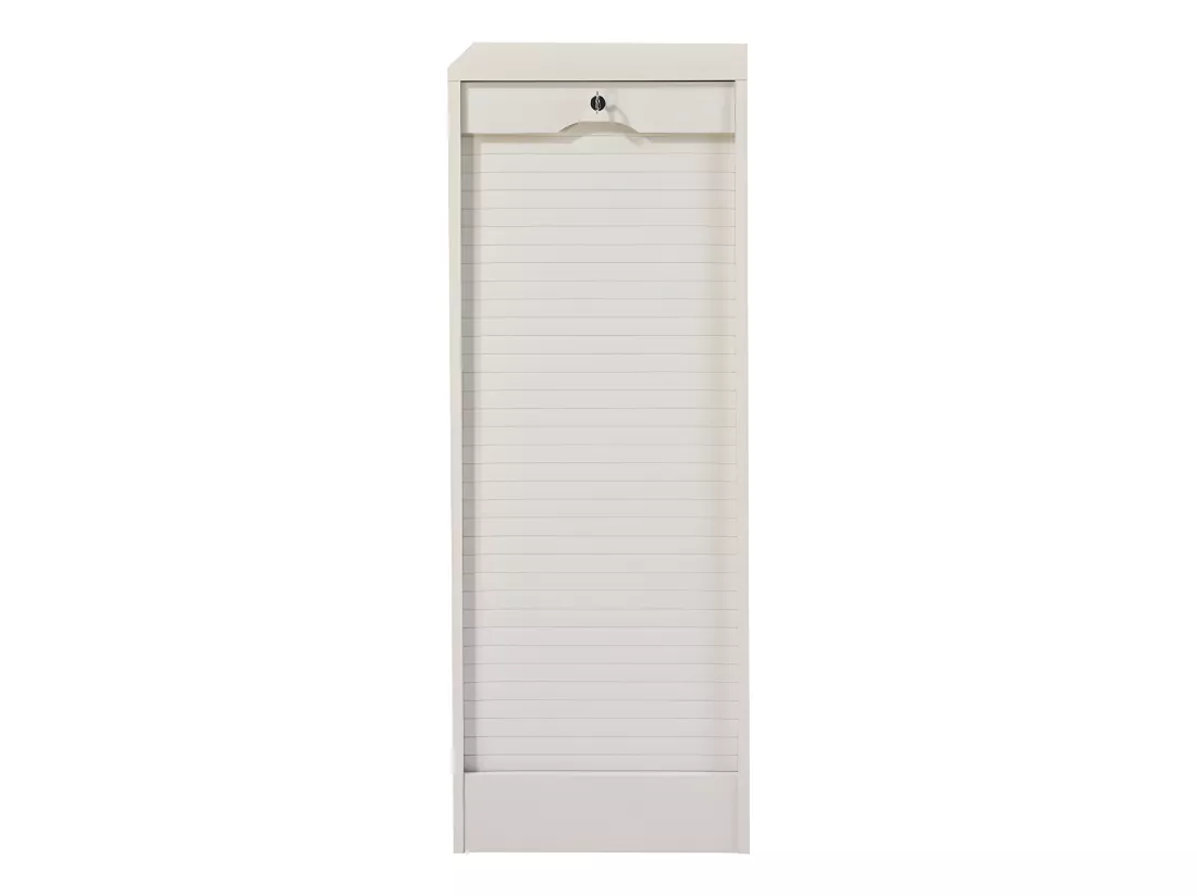 Classeur à Rideau Blanc ou Hêtre 6 Etagères L 41.4 H 108.4 P 44 cm - Coloris: Blanc