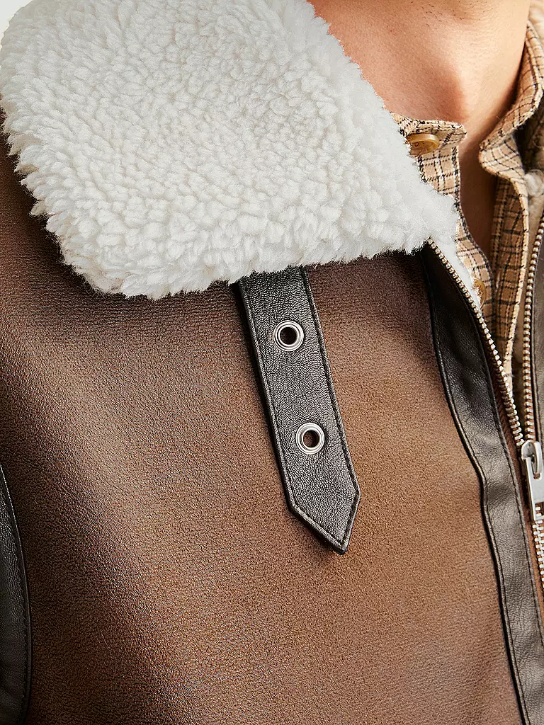 JACK & JONES Jacke in Shearling-Optik  JORCOLE braun