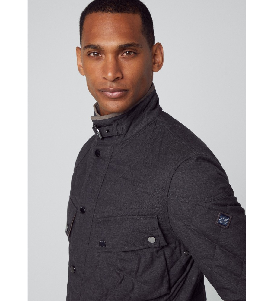 Jaqueta de flanela cinza-escura para motociclista Hackett