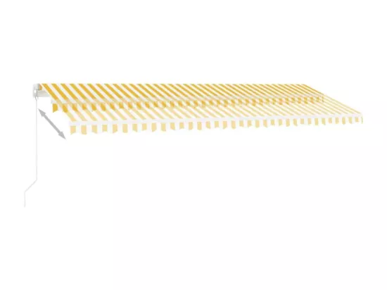 Auvent manuel rétractable avec LED 500x300 cm Jaune et blanc