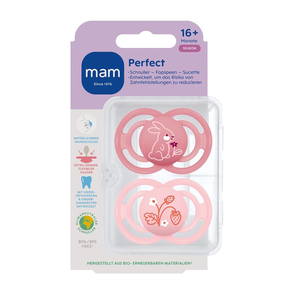 MAM Perfect Nuggi Silikon 16-36 Monate Girl 2 Stk