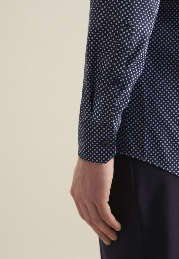 Seidensticker Business Shirt Regular Long sleeve Kent-Collar Print Blue