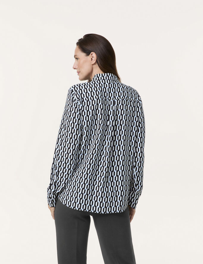 Gerry Weber BLOUSE 1/1 SLEEVE Black/offwhite/blue graf.print