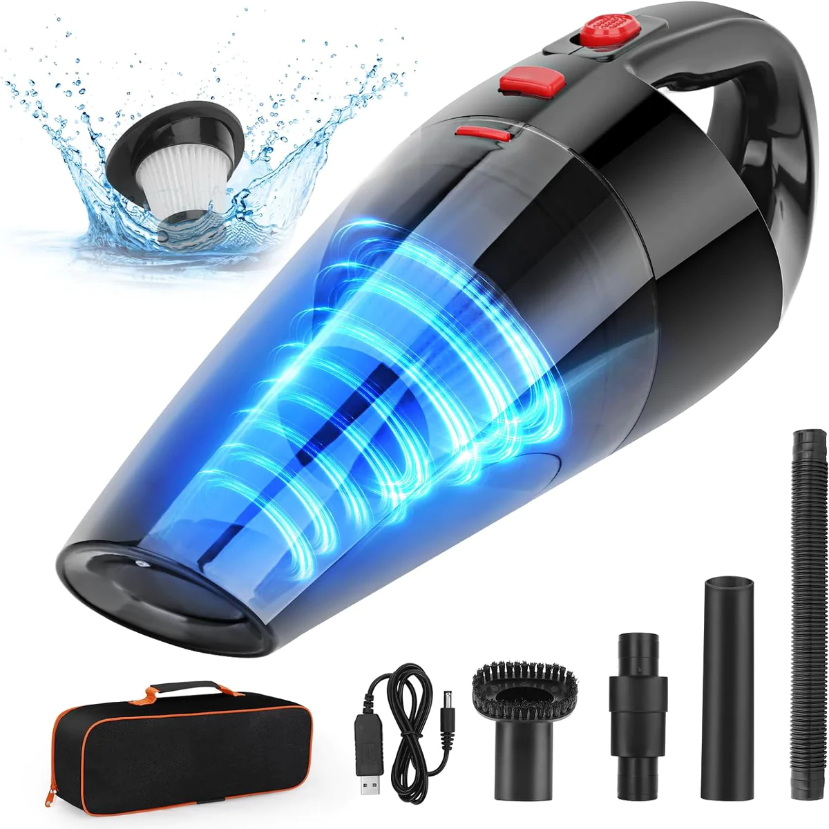 Aspirateur de table sans fil rechargeable 8000PA rouge noir Vendos85