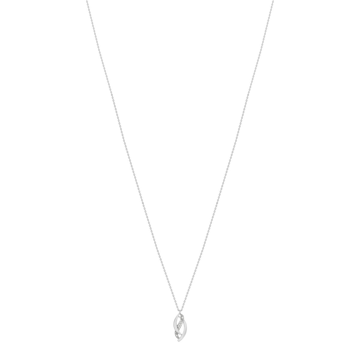 Collier or blanc 375 entrelacé diamants 45 cm