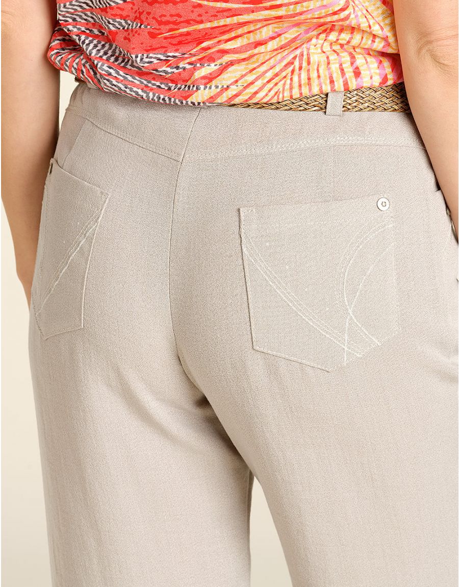 Pantalon droit 7/8e beige
