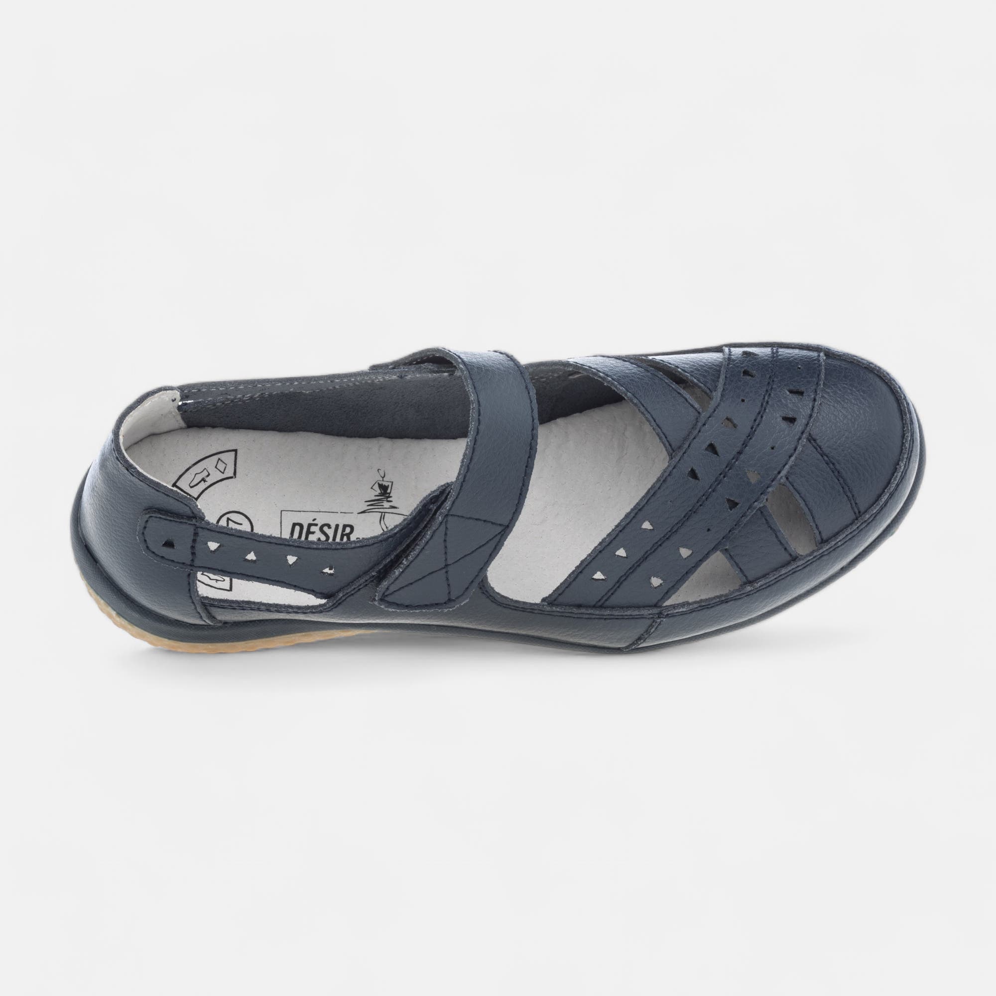 Escarpins pieds sensibles Femme en cuir bleu marine