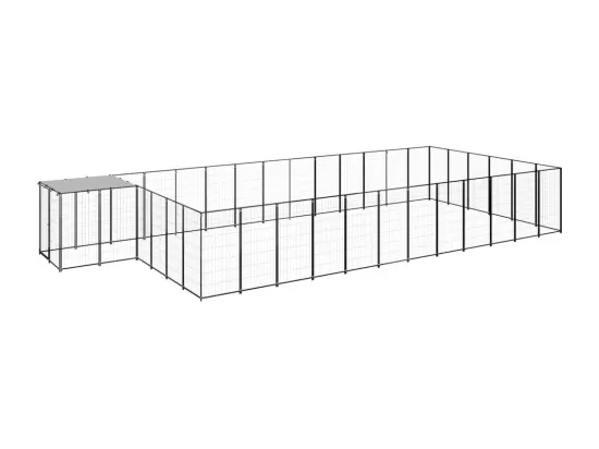 Chenil extérieur cage enclos noire 770 x 330 x 110 cm 02_0000510