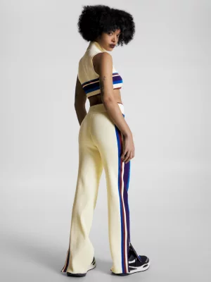 Leggings compridas com bainha dividida em malha