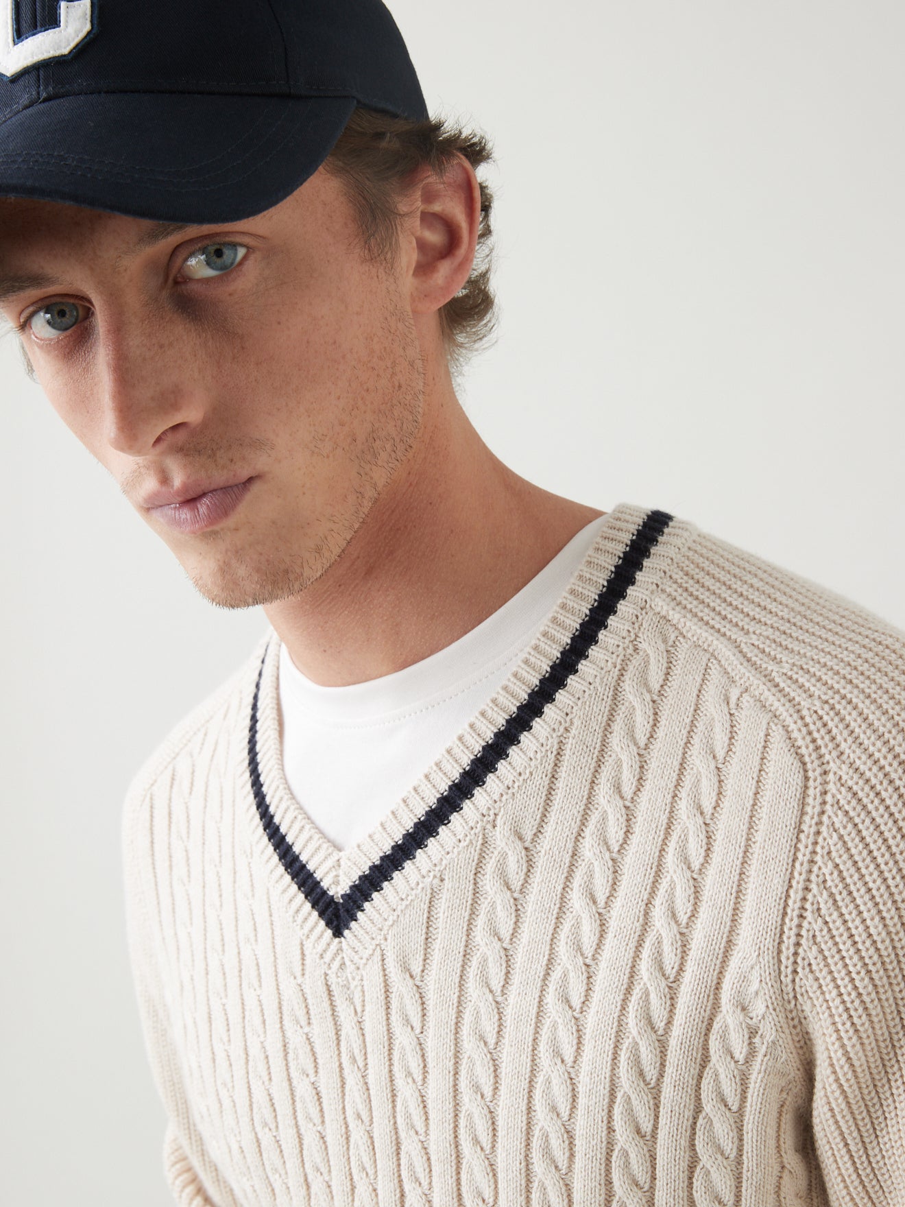 Pull col V esprit tennis homme