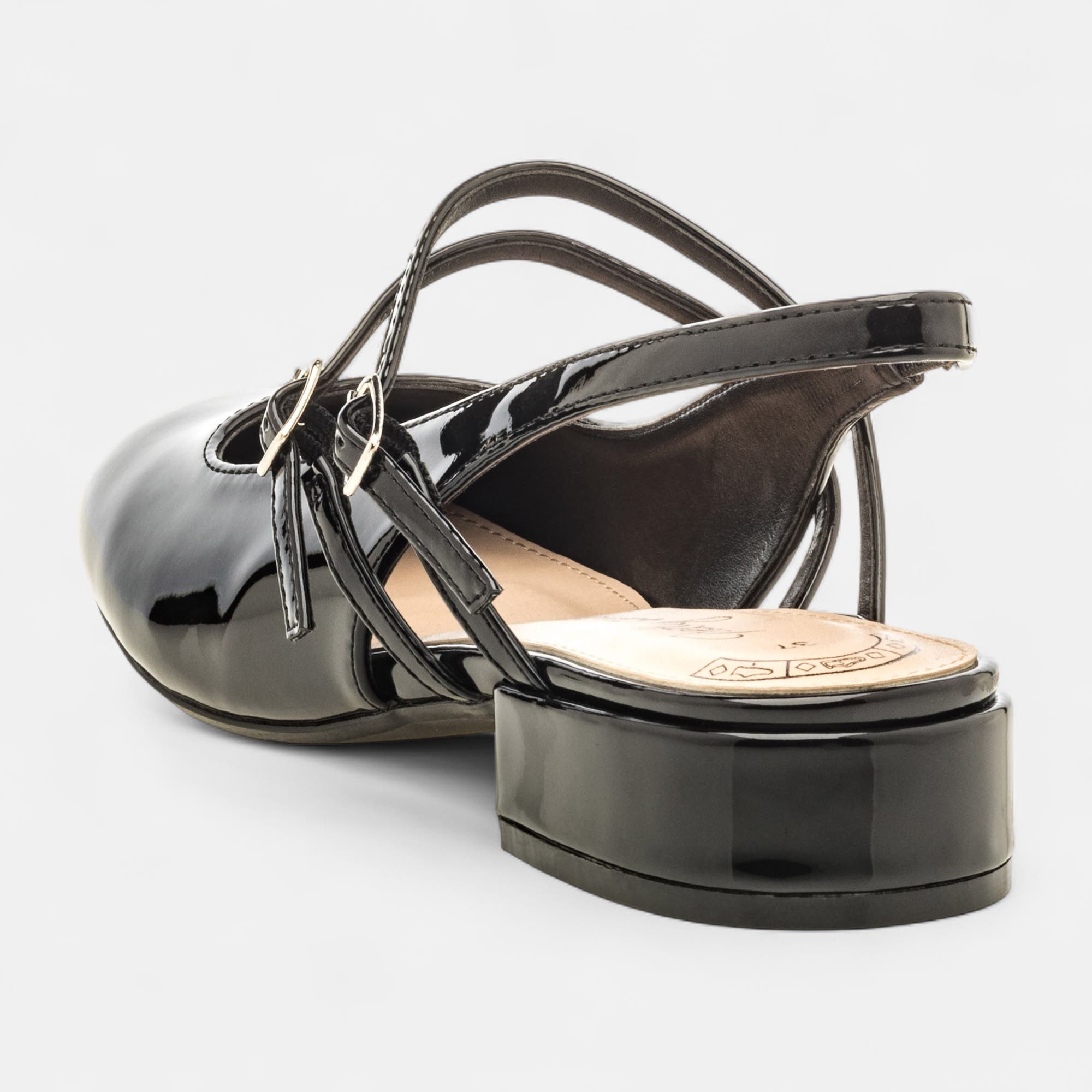 Escarpins avec bride arrière Femme noir vernis