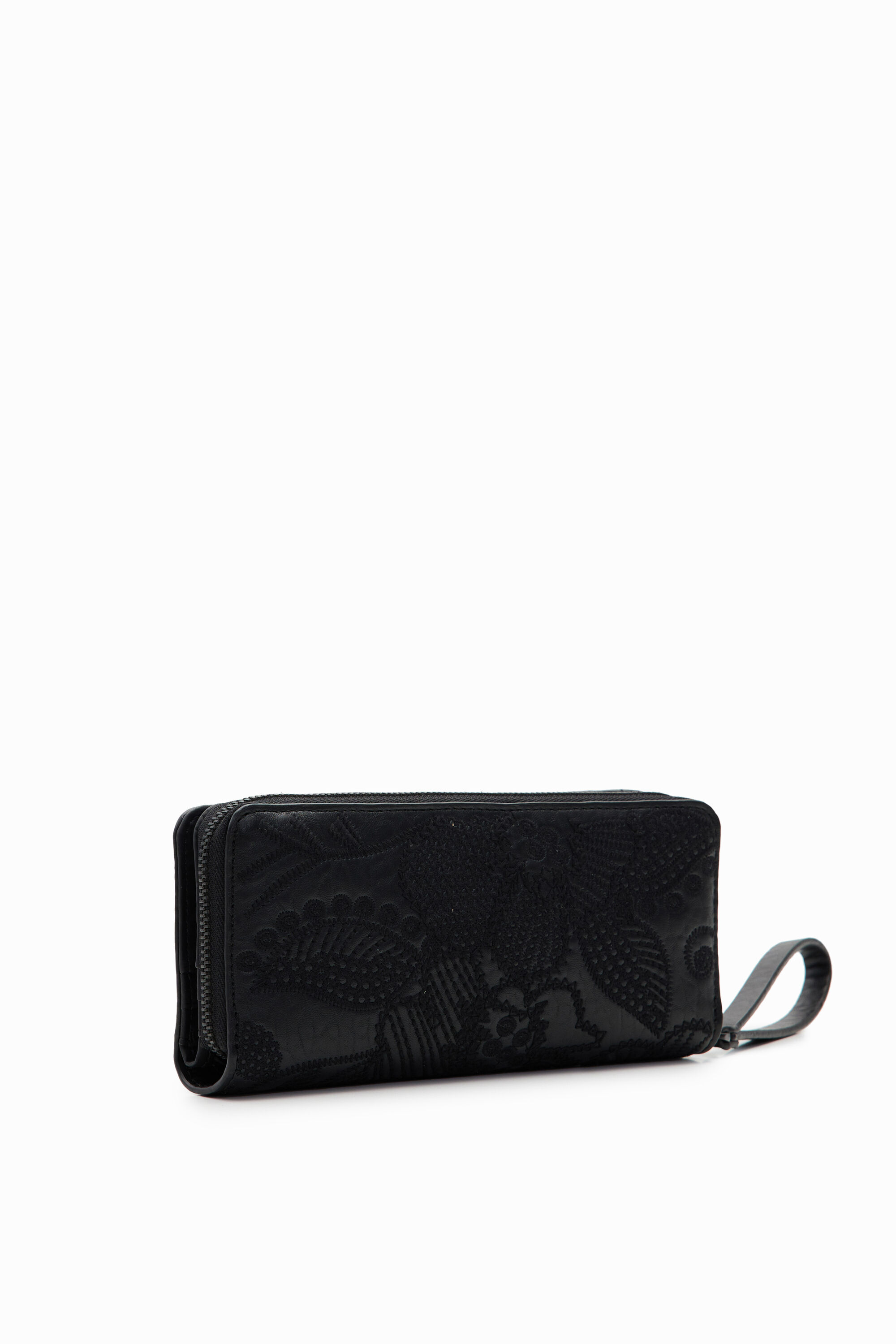 Grand portefeuille broderie fleurs