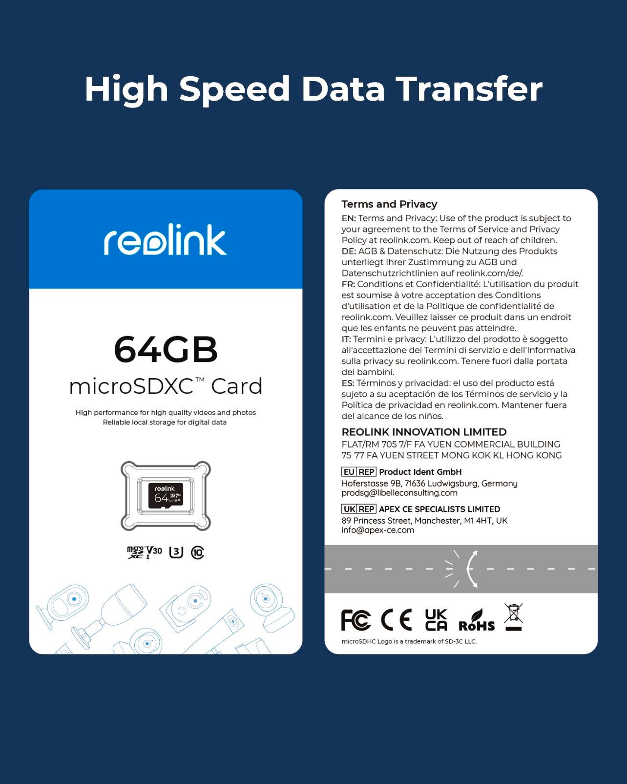 Reolink Speicherkarte »64GB microSD-Karte« (64 GB Class 10 ) UHS-I, Klasse 10, U3