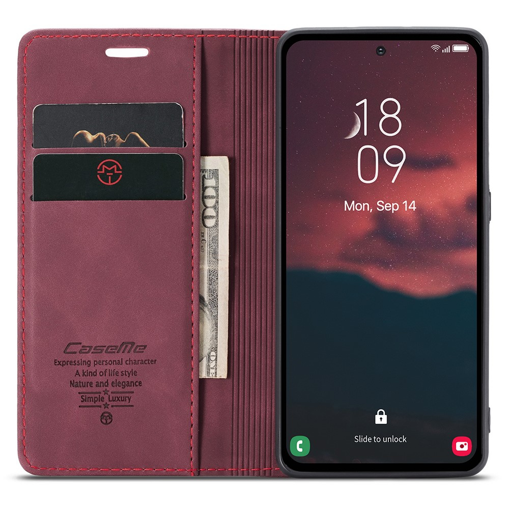 Samsung Galaxy A54 5G Leder Tasche Flip Wallet Etui mit Kartenfächern - Dunkelrot
