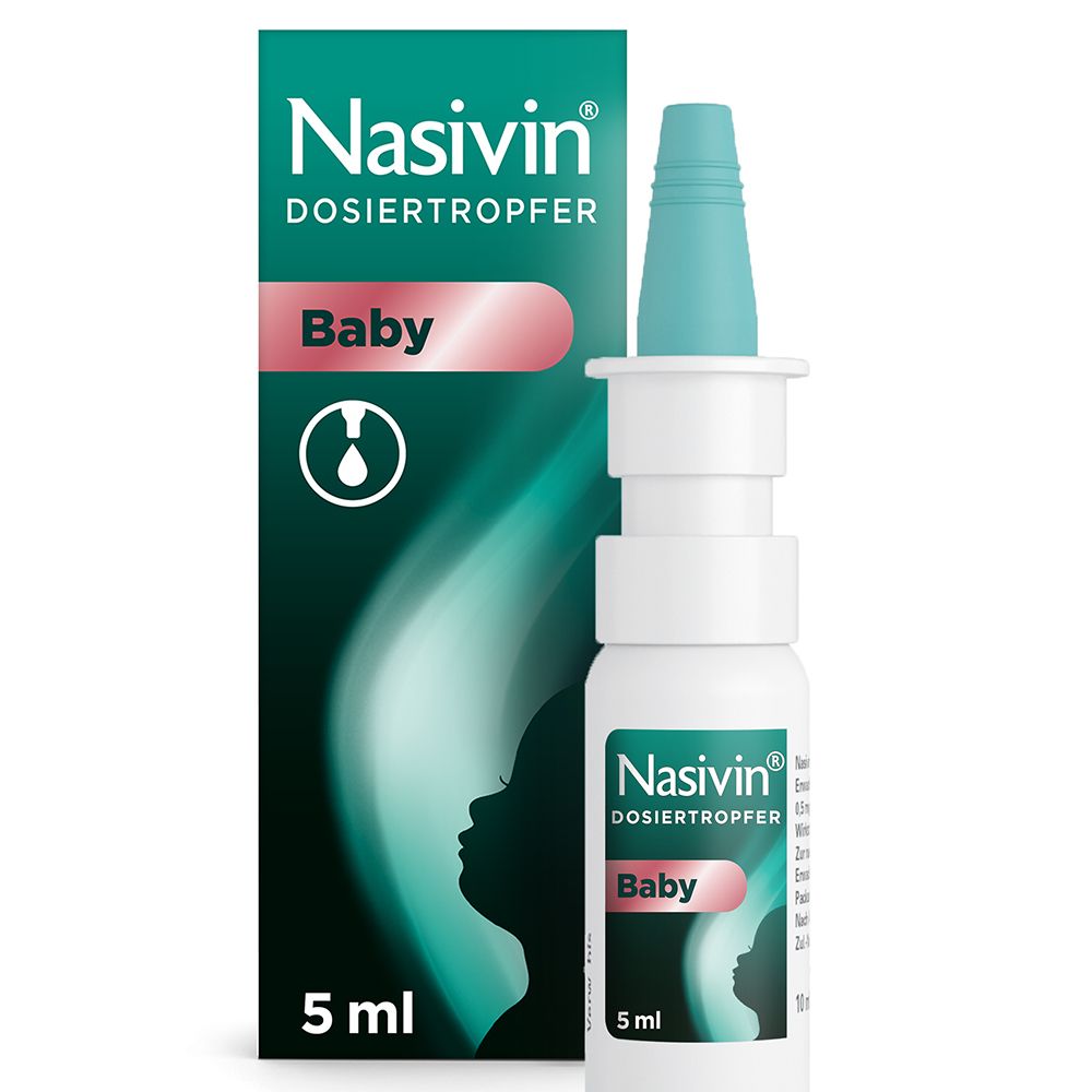 Nasivin® Dosiertropfer Baby, befreit langanhaltend verstopfte Nasen