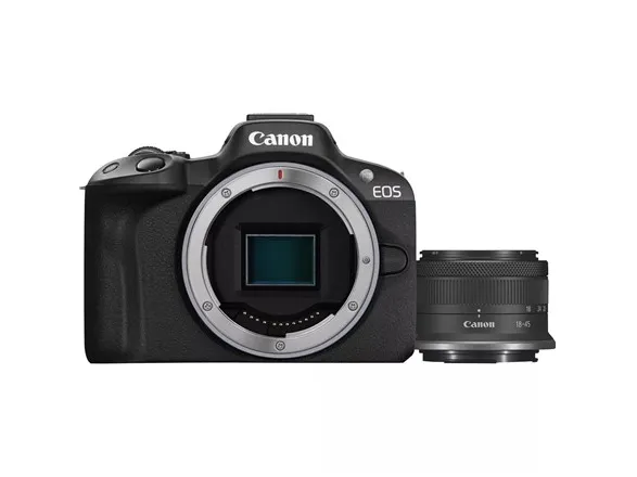 Canon EOS R50 - Digitalkamera - spejlløst - 24.2 MP - Full Frame - 4K / 30 fps - 2.5x optisk zoom RF-S 18-45 mm F4.5-6.3 IS STM objektiv - Wi-Fi, Bluetooth - sort