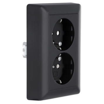 Gira E2 Inbouw Dubbel Geaard Stopcontact Mat Zwart