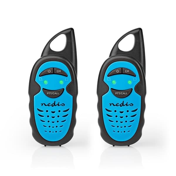 Nedis Walkie-Talkie Set | 2 håndsett | Opp til 3 km | Frekvens kanal: 3 | PTT | Opp til 3 timer | Blå / Sort