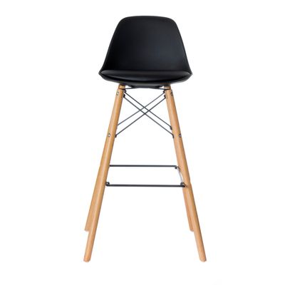 Lot de 2 tabourets haut STEELWOOD - pied hêtre - assise noire