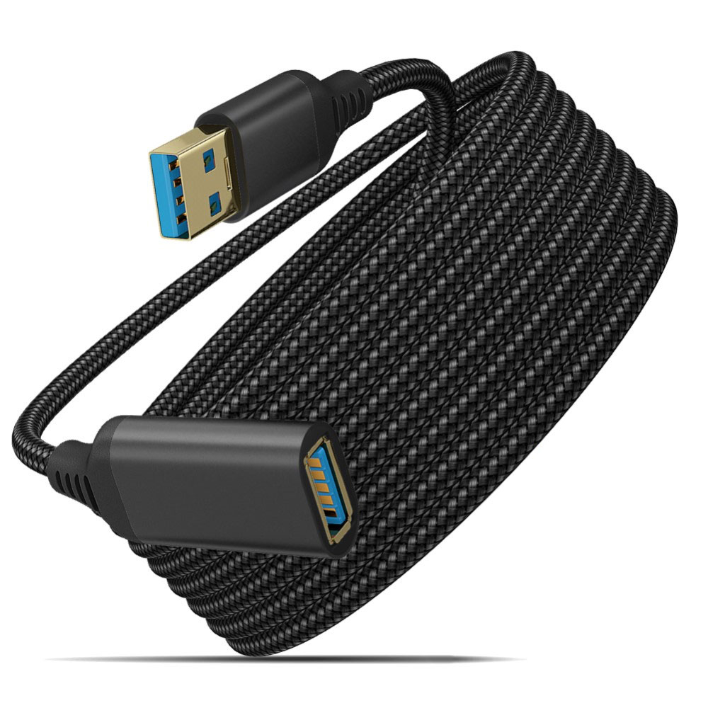 (2m) USB A auf USB 3.0 A-Buchse Verlängerungskabel Nylon Geflecht Adapter Kabel - Schwarz