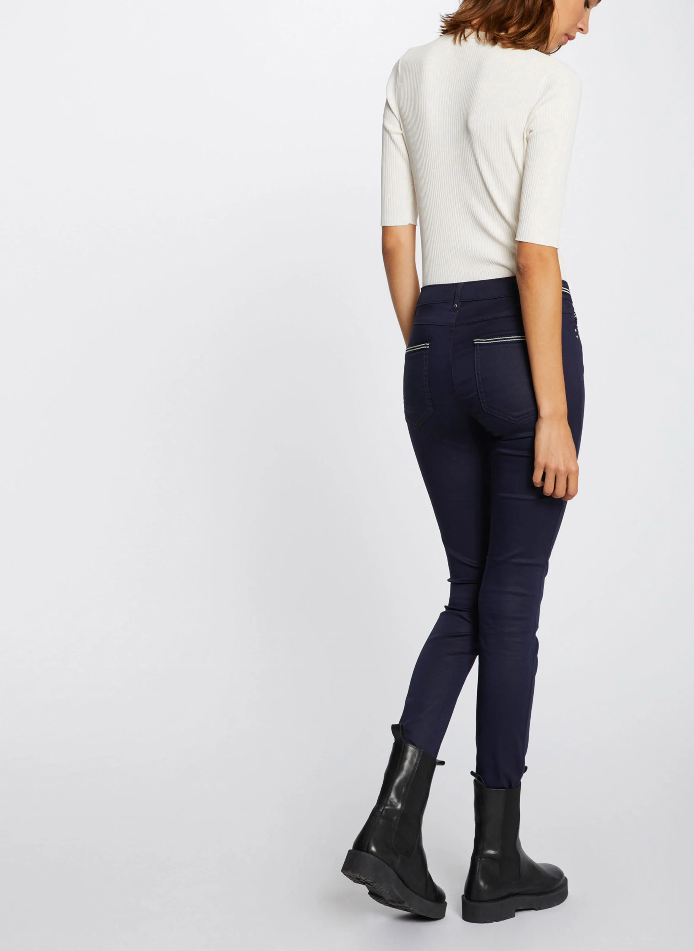 PALONA - Pantalon slim enduit | Bleu