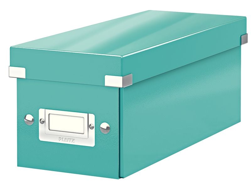 Leitz Aufbewahrungsbox 30 CD-Hüllen, Blau Zusammenfaltbare Aufbewahrungslösung für CDs, eisblau