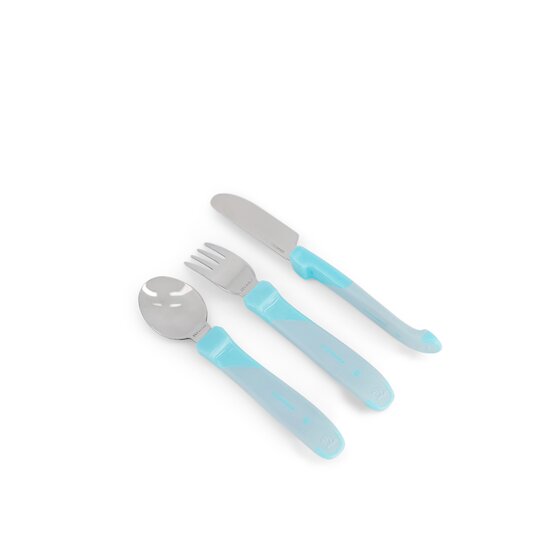 Lot de 3 couverts d'apprentissage acier inoxydable   Bleu        12 mois +   de               Twistshake