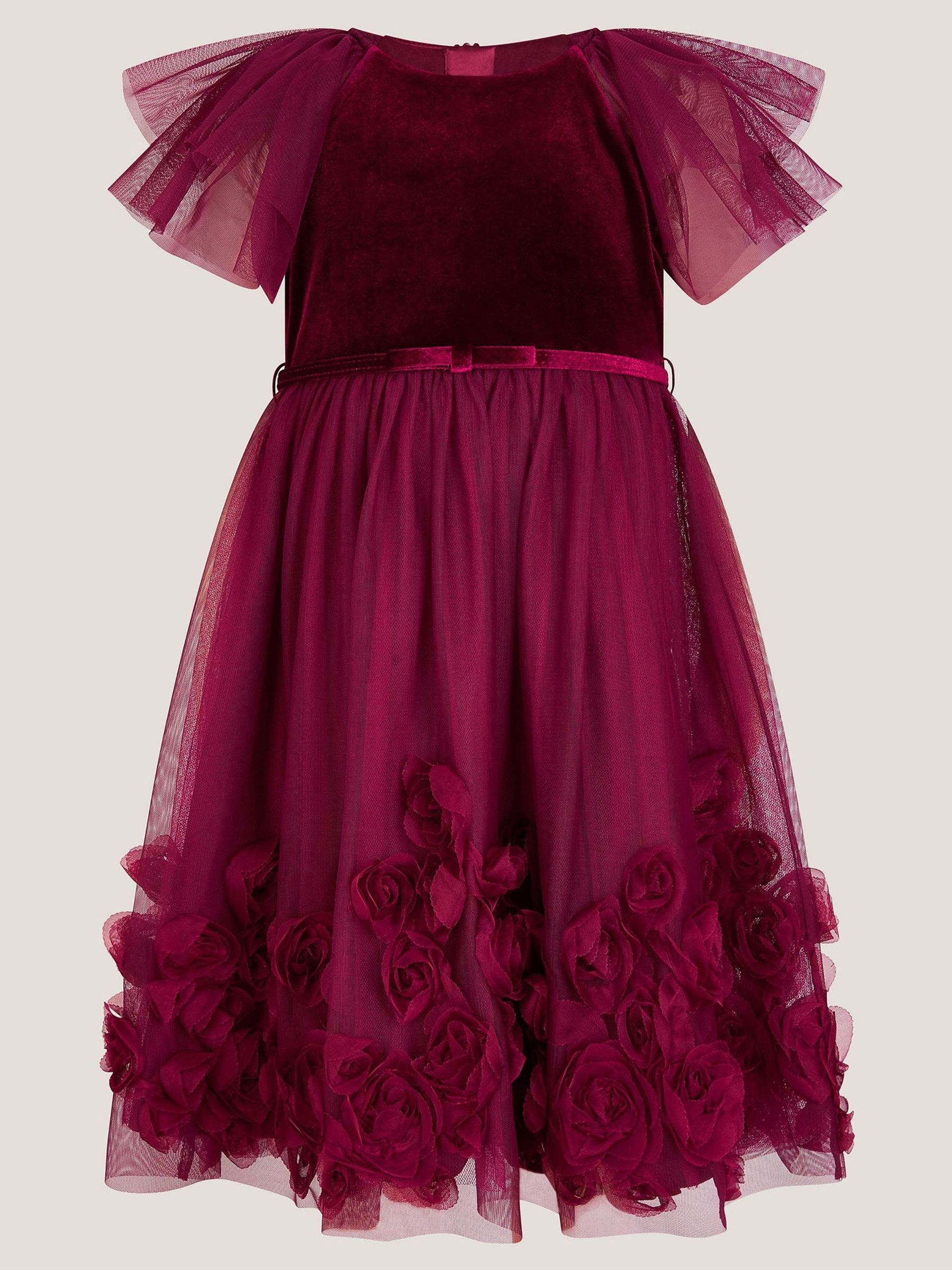 Monsoon Eden Velvet Rose Appliqué Party Dress