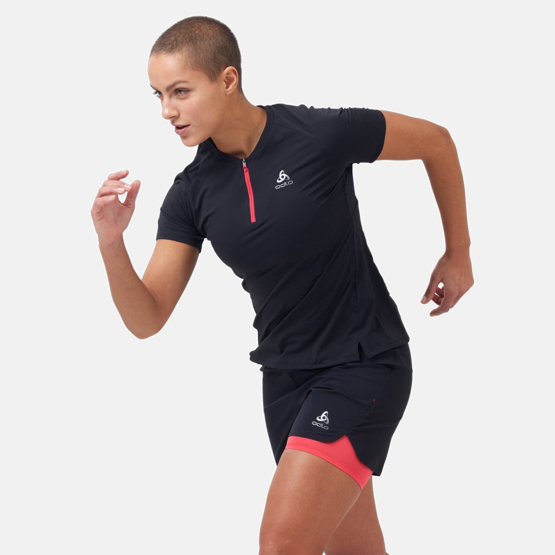 Odlo Axalp Trail Hardloopshirt Korte Mouwen Zwart/Roze Dames