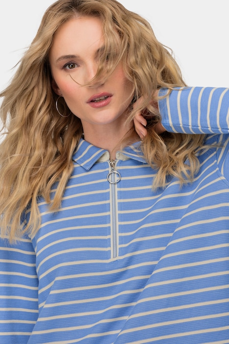 Sweatshirt, Ringel, Polokragen, Langarm