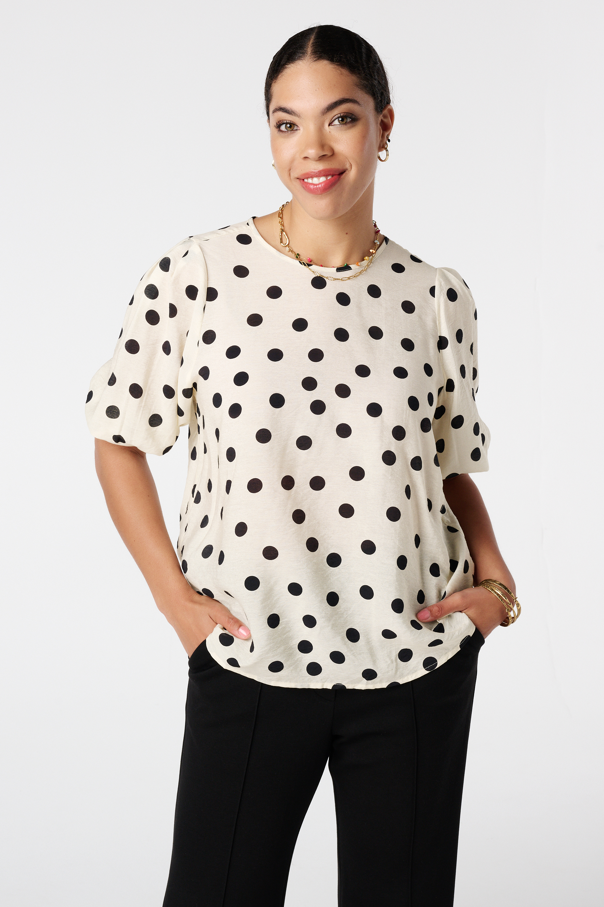 Blouse met stippen Multi Neutraal