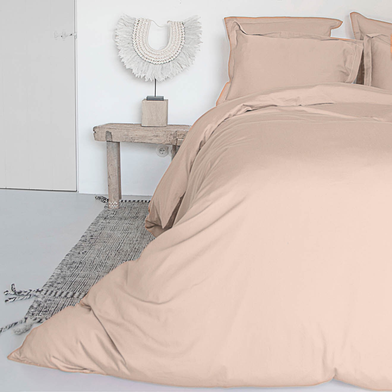 Febronie Home Housse de couette 100% Satin de Coton Julia poudre