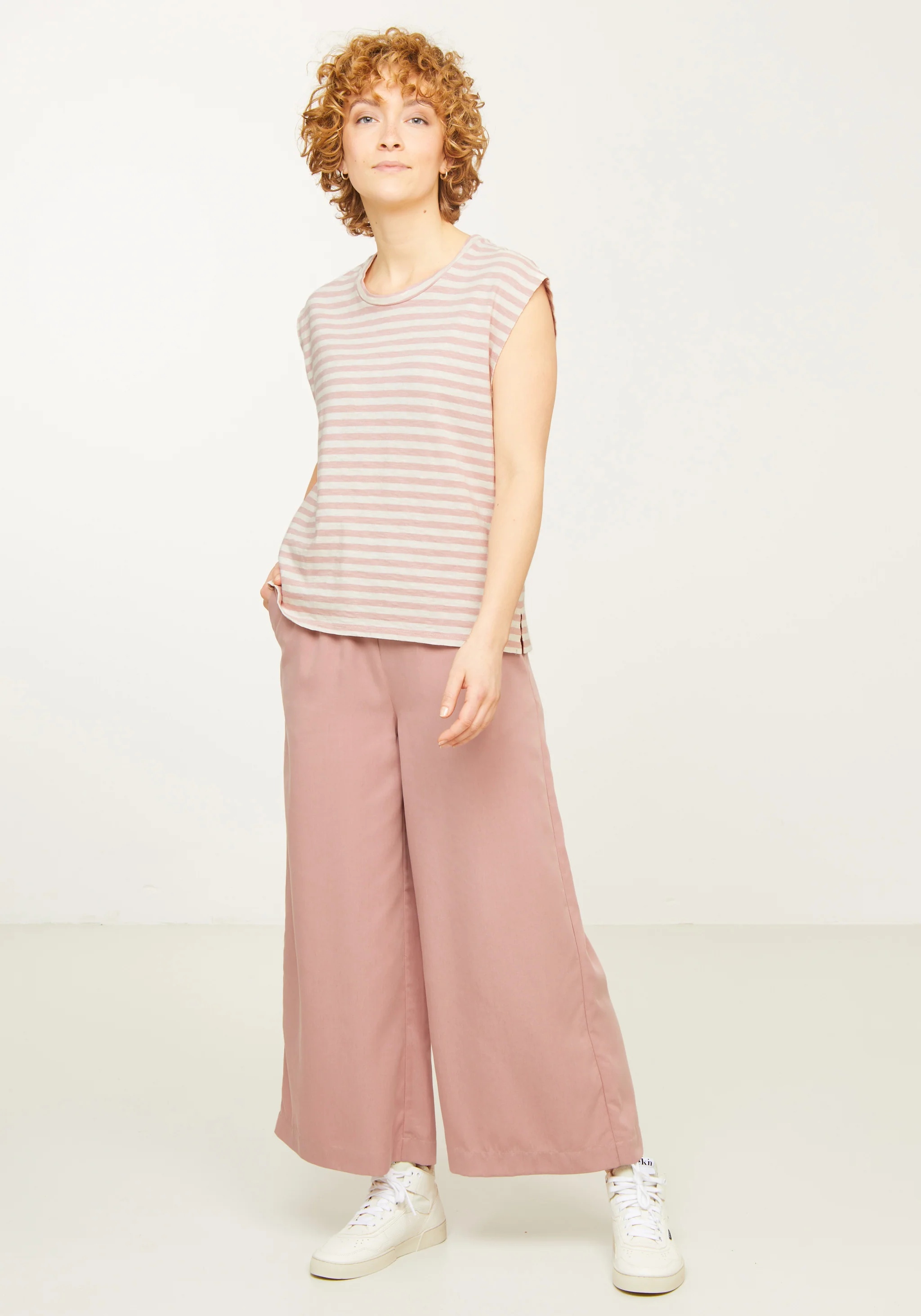 Recolution T-Shirt Zinnia Stripes Blush Rose
