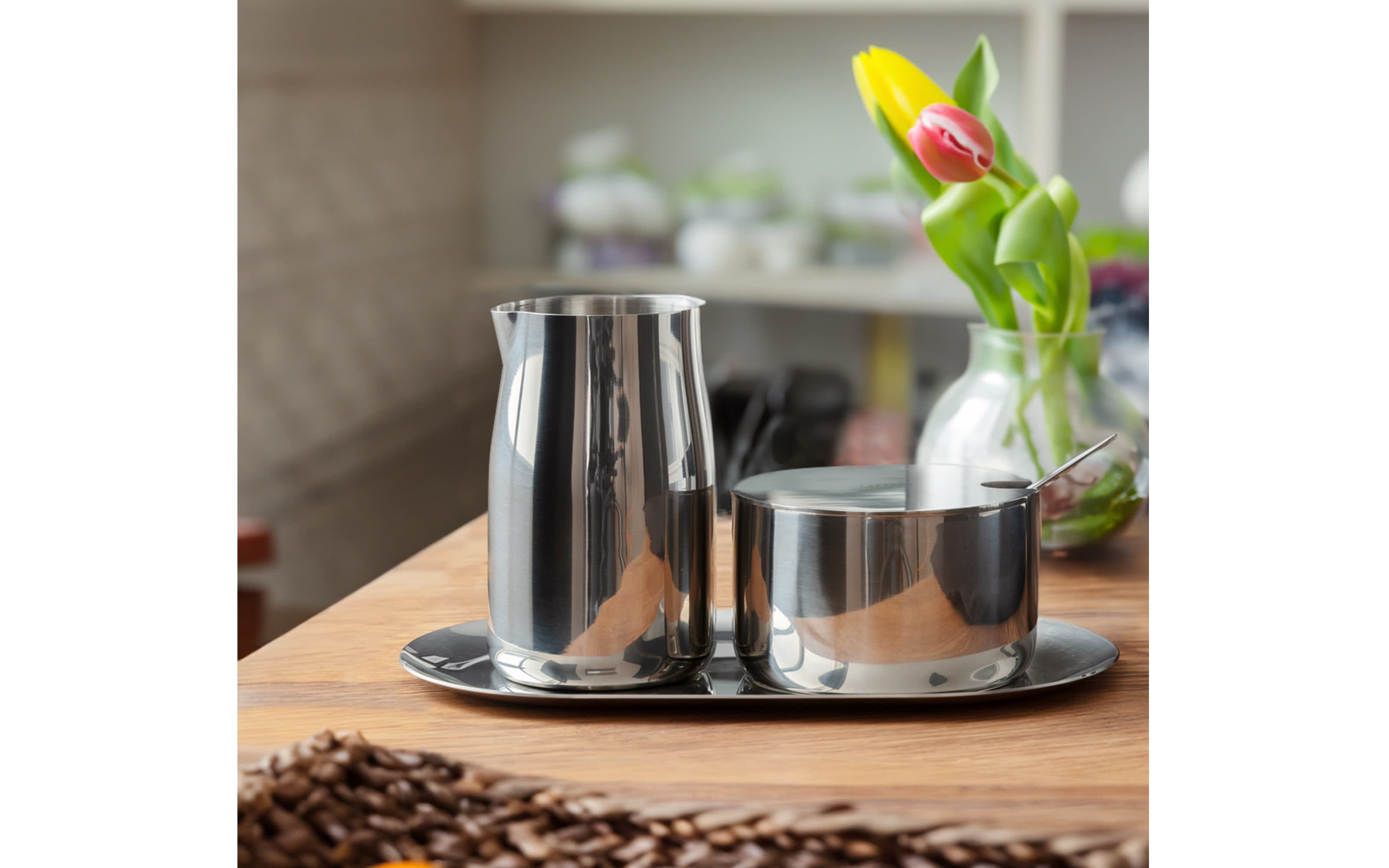 Zucker-Sahne-Set, stainless steel polished, 3-teilig