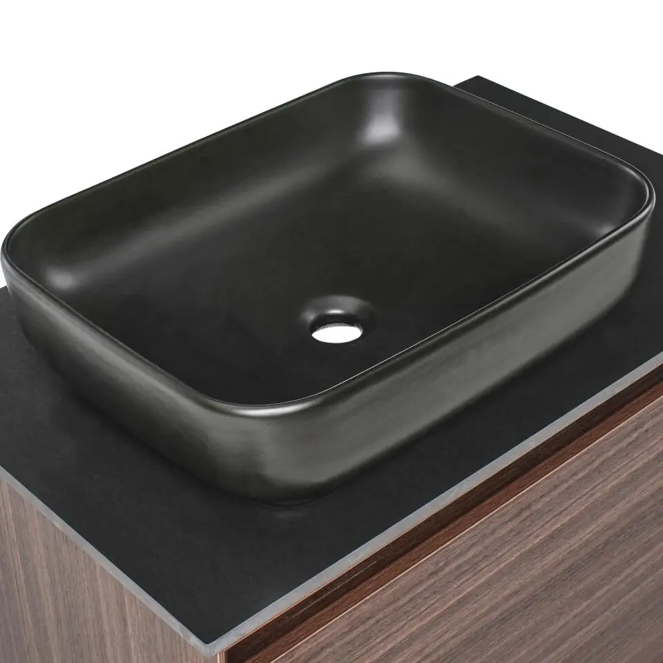 ARICA - Badkamermeubel met wastafel - Donkerbruin - 80 cm - MDF